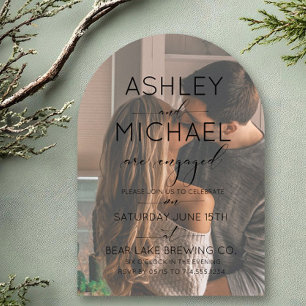 Invitation Simple moderne noir photo Fiançailles