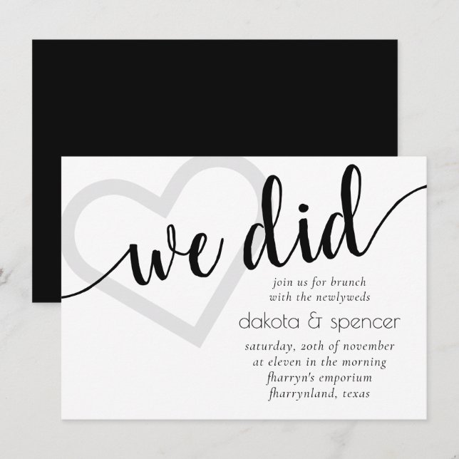 Invitation Simple moderne Nous avons fait | Script Coeur de B (Devant / Derrière)
