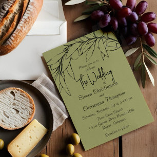 Invitation Simple moderne Olive Green Olive Branch Photo