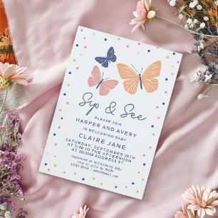 Invitation Simple moderne papillon Sip et voir