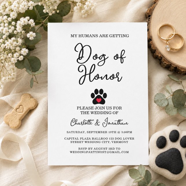 Invitation Simple Moderne Photo Amour de Chien Mariage d'Anim (Simple Modern Photo Dog Lover Pet Wedding Invitation)