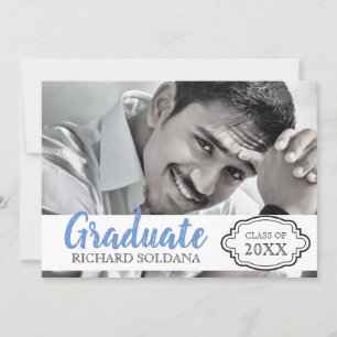 Invitation Simple Moderne Photo Guy Graduation