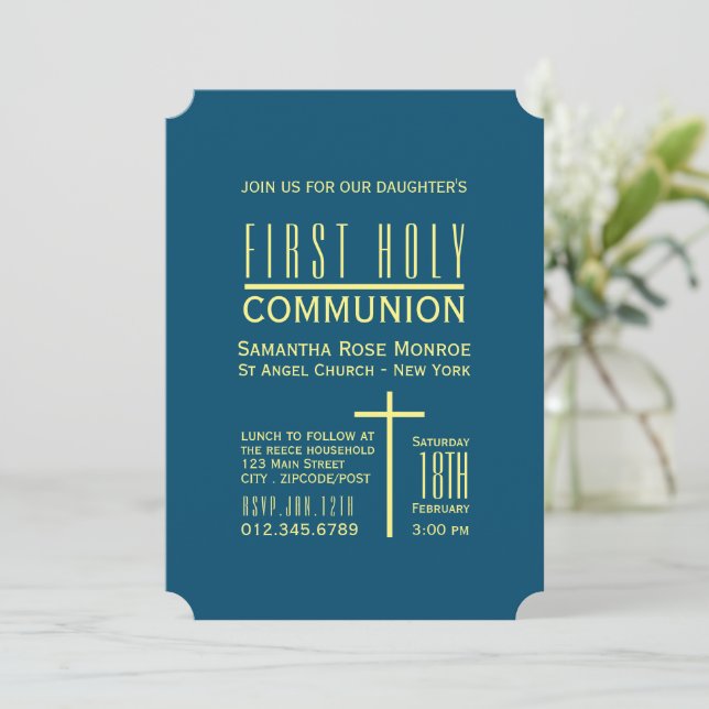 Invitation Simple, moderne, première sainte communion (Debout devant)