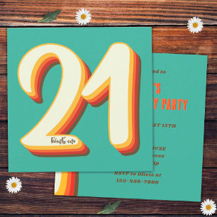 Invitation Simple Moderne Rétro Groovy 21e Anniversaire