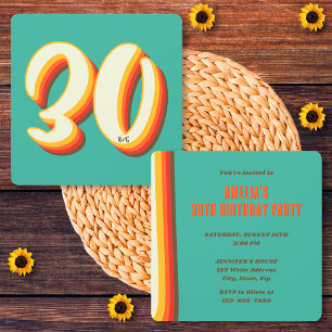 Invitation Simple Moderne Rétro Groovy 30e Anniversaire