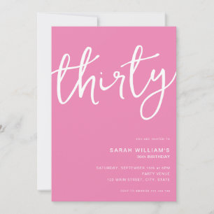 Invitation Simple moderne rose 30e anniversaire