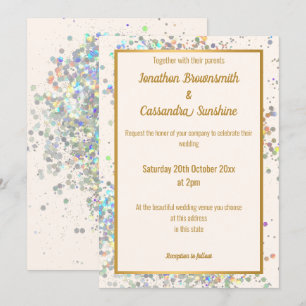 INVITATION SIMPLE MODERNE ROSE OR MARIAGE DE POINTE PASTEL