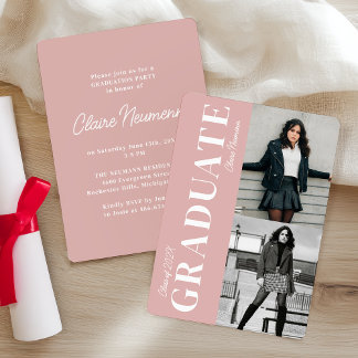 Invitation Simple moderne rose photo Collage de photos fête d