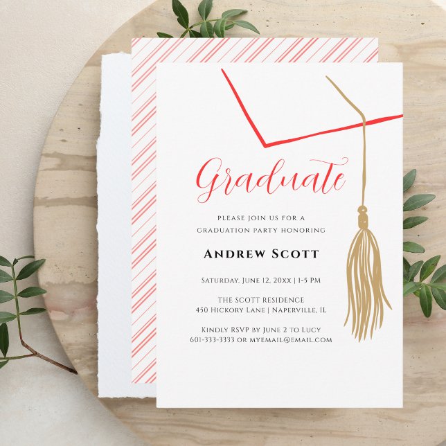 Invitation simple moderne rouge et blanc avec pomp (Créateur téléchargé)