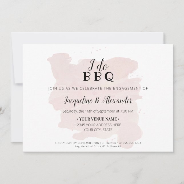Invitation Simple moderne Rustique I Do BQ Script Aquarelle (Devant)