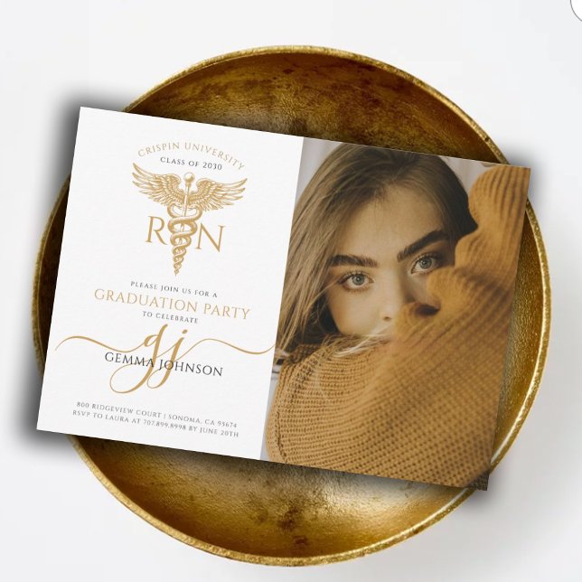 Invitation Simple moderne Soins Infirmière Graduation Party G (Créateur téléchargé)