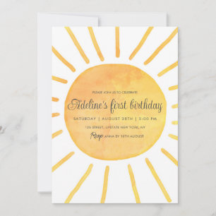 Invitation Simple moderne Sunshine Watercolor Girl Anniversai