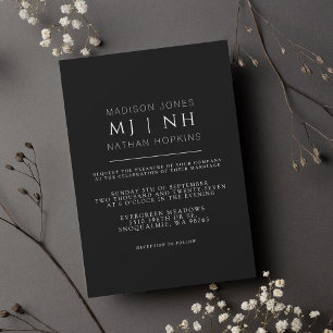 Invitation Simple Monogramme Elegant minimaliste Mariage