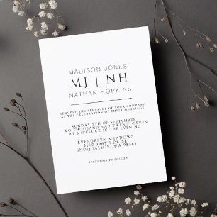 Invitation Simple Monogramme Elegant minimaliste Mariage