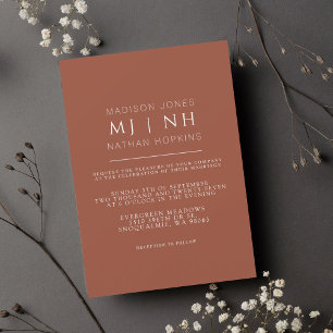Invitation Simple Monogramme Elegant minimaliste Mariage