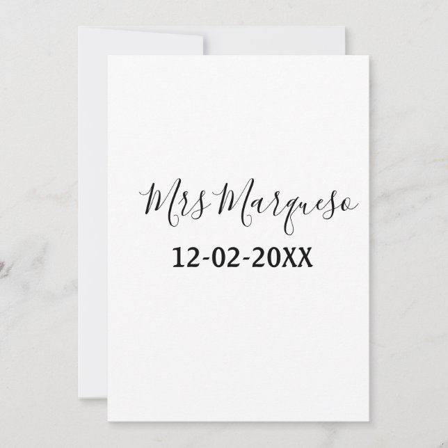 Invitation simple monogramme minimal Mme M. nom date année Th (Devant)
