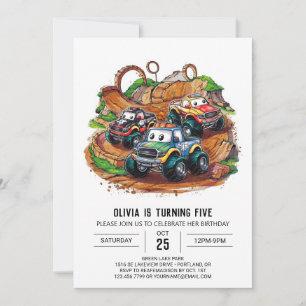 Invitation Simple Monster Truck pour enfants Anniversaire