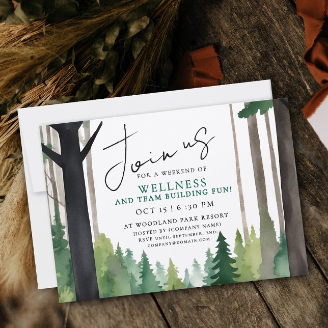 Invitation Simple Mountain Forest Team Building Relax Paint (Créateur téléchargé)