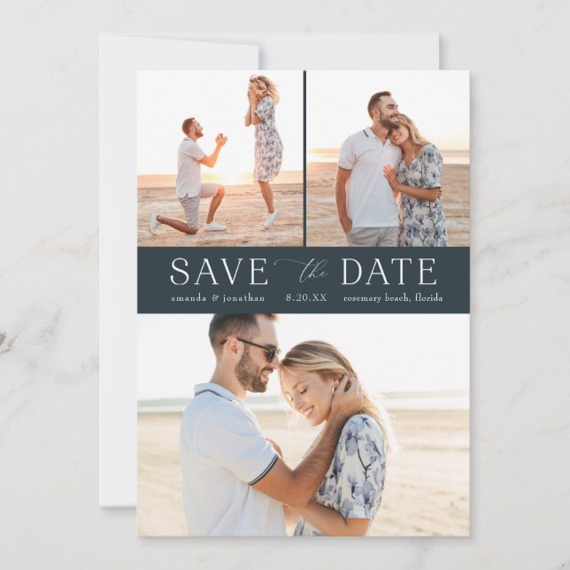 Invitation Simple Multi-Photo Enregistrer la date (Devant)