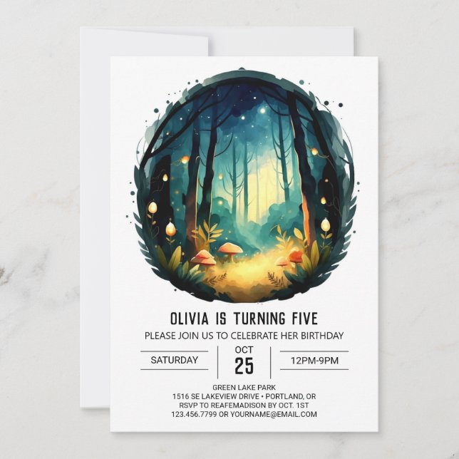 Invitation Simple Nature Adventure Woodland Anniversaire (Devant)
