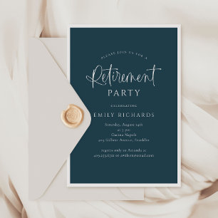Invitation Simple Navy Calligraphy Script Retraite Party