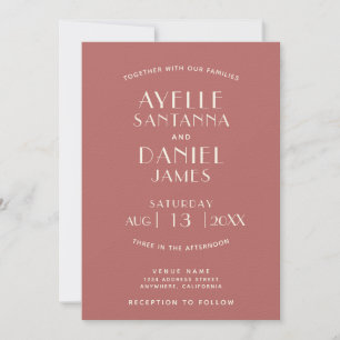 Invitation Simple + Nettoyer Minimal Personnalisé Mariage Inv
