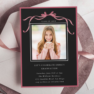 Invitation Simple Nœud Papillon Rouge Foncé pour Photo de Fêt