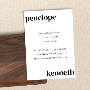 Invitation Simple Noir Blanc Chic Mariage moderne Tout en un