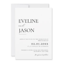 Simple noir & blanc Mariage minimaliste moderne