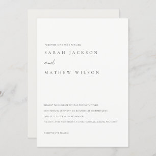 Invitation Simple Noir Blanc Typographie Vow Renouvellement