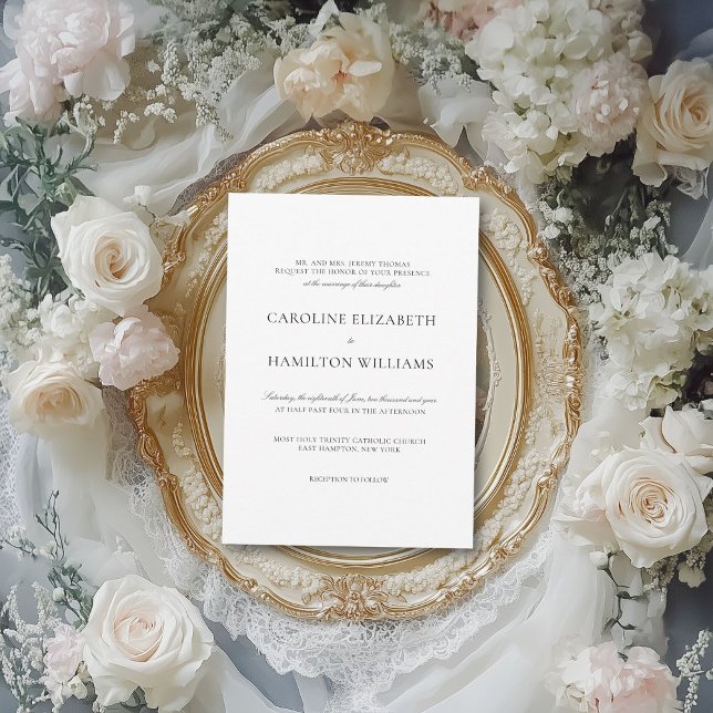 Invitation Simple Noir Calligraphie Élégant Mariage blanc (Créateur téléchargé)