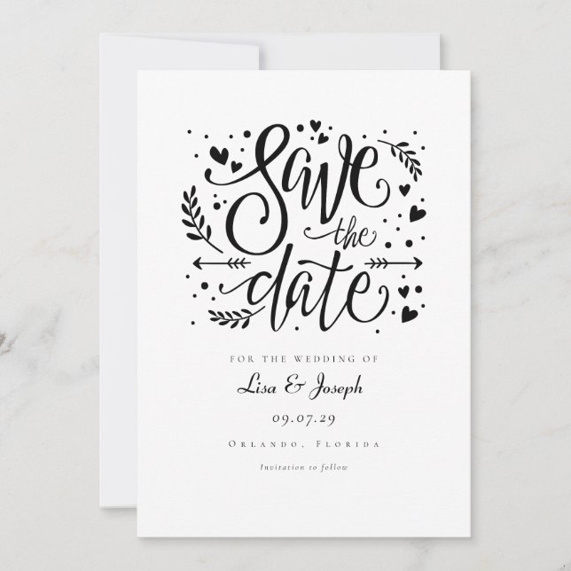 Invitation Simple noir et blanc Date d'enregistrement de scri (Devant)
