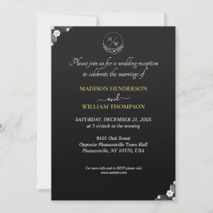 Invitation Simple Noir et Blanc Elégant Mariage Réception