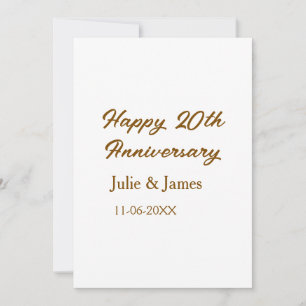 Invitation simple nom de dat anniversaire 20 ans brun doré he