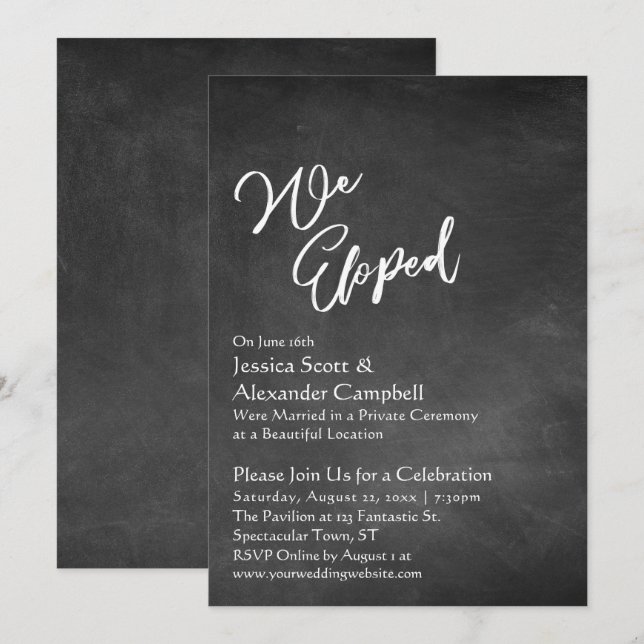 Invitation Simple Nous Nous Sommes Enfuis Typographie sur Tab (Devant / Derrière)