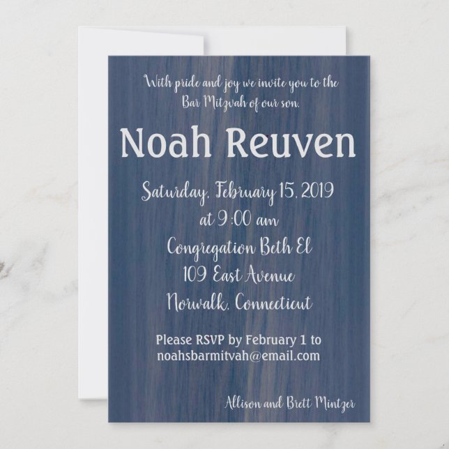 Invitation Simple Ocean Bar Mitzvah (Devant)