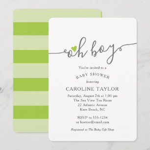 Invitation Simple Oh Boy Lime Green Baby shower