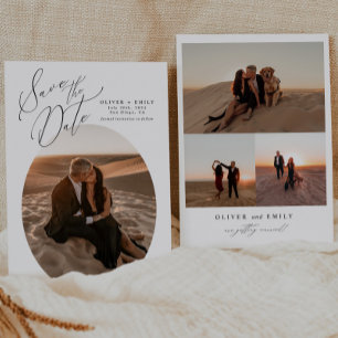 Invitation Simple ovale photo Collage mariage Enregistrer la