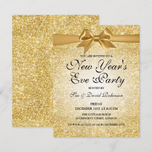 Invitation Simple Parties scintillant d'or de la fête de la S
