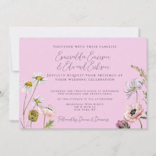 Invitation Simple Pastel Purple Wild Flower Garden Mariage