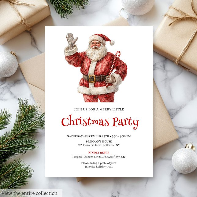 Invitation Simple Père Noël Editable Christmas Office   (Simple Santa Claus Editable Christmas Office Invitation

)