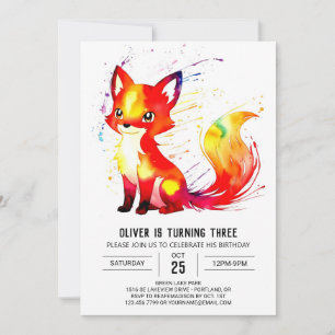 Invitation Simple personnalisable Fox Digital Boy Anniversair