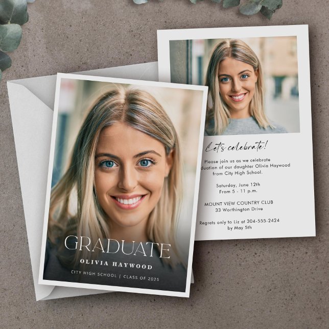 Invitation Simple Photo 2025 Graduation Party (Créateur téléchargé)