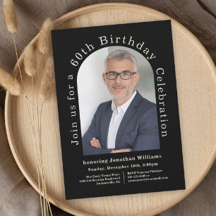 Invitation Simple Photo Arch Black 60e fête d'anniversaire