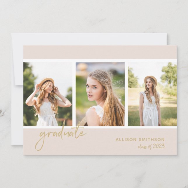 Invitation Simple Photo Blush Pink Graduation Party (Devant)