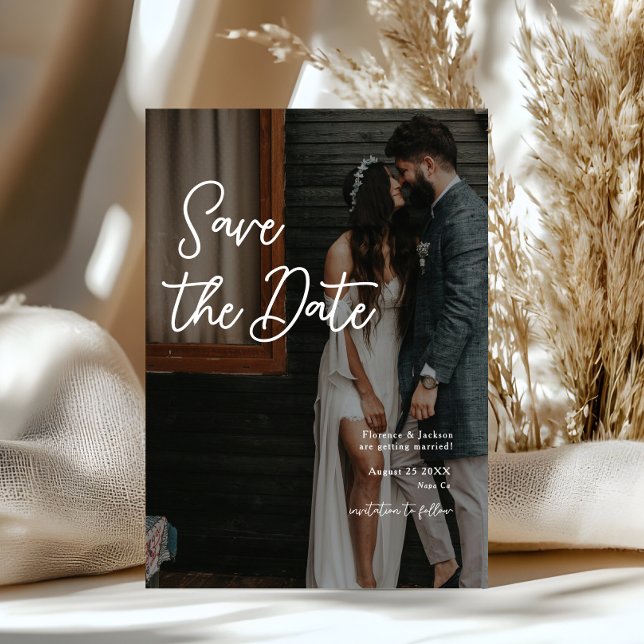Invitation Simple Photo de mariage à la date enregistrée écri (Créateur téléchargé)