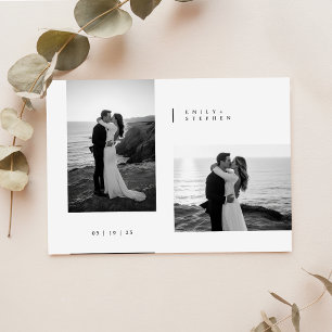 Invitation Simple Photo de Mariage Élégant Minimaliste Noir &