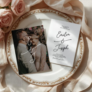 Invitation Simple Photo de mariage manuscrit fantaisiste