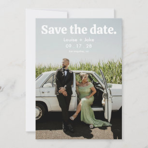 Invitation Simple Photo de mariage rétro-minimaliste Enregist