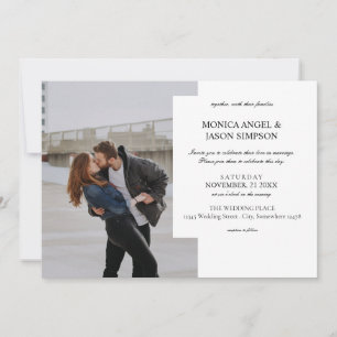 Invitation Simple photo Elegant Mariage blanc